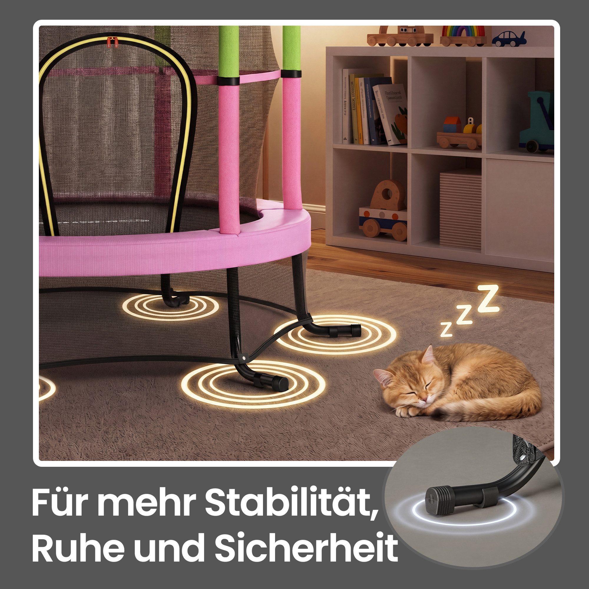 SONGMICS Kindertrampolin 174 cm Kindertrampolin mit Sicherheitsnetz, Randabdeckung, Stahlrahmen, Mini-Trampolin Fitness, Gartentrampolin, für indoor und outdoor – Bild 5 von 5