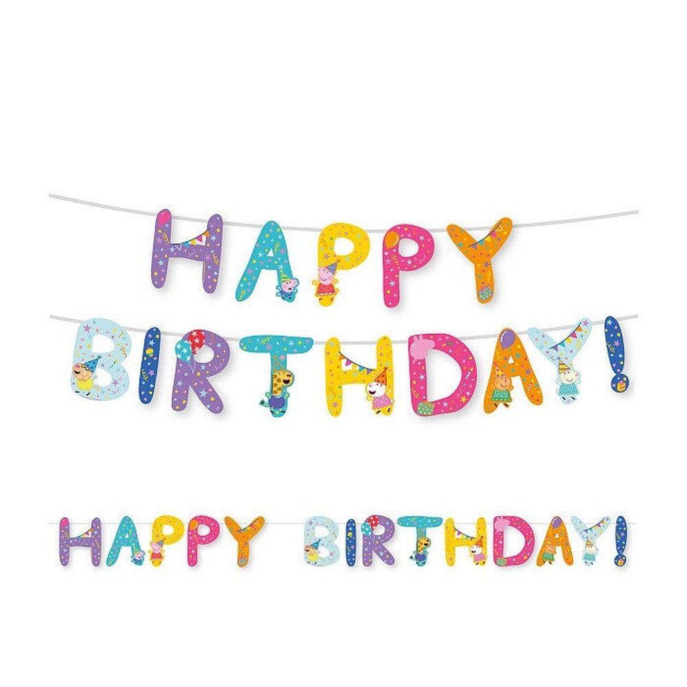 Amscan Girlande RIETHMUELLER "Peppa Pig" Papier Buchstabengirlande Happy Birthday
