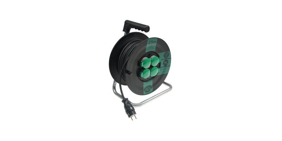 ChiliTec REV Kabeltrommel Kunststoff 25m IP 44 4-Fach schwarz Verlängerungskabel