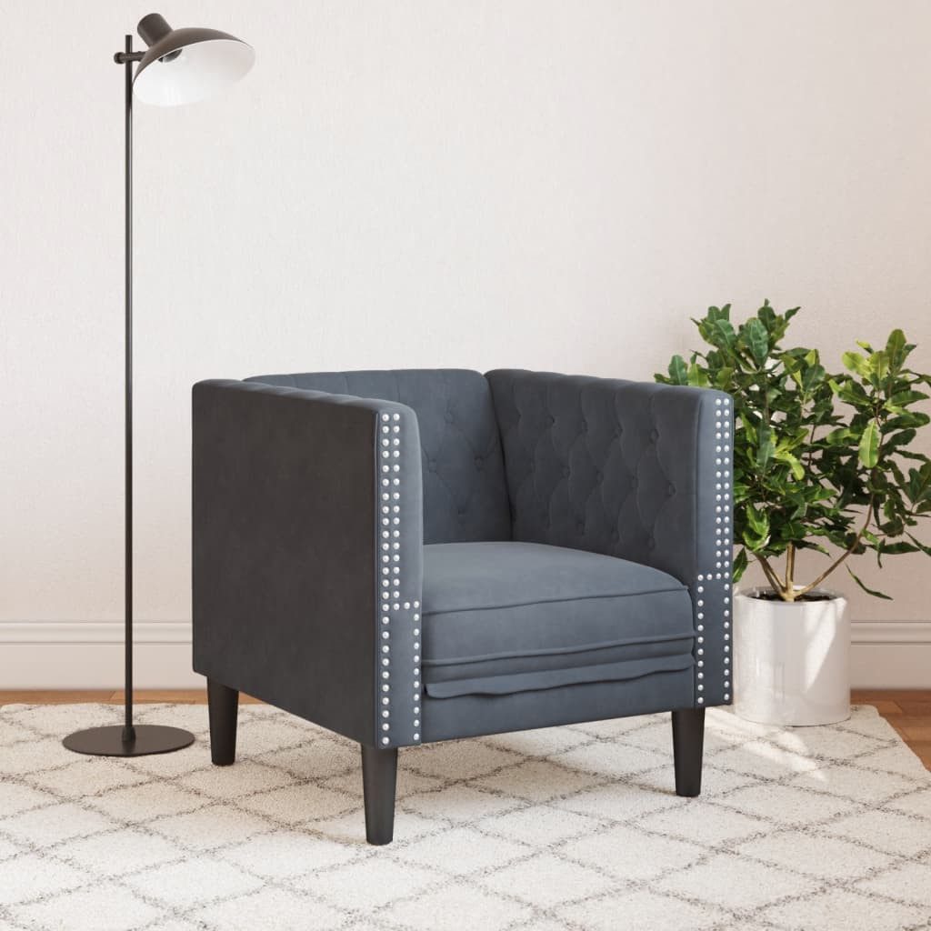 vidaXL Sofa Chesterfield-Sessel Dunkelgrau Samt günstig online kaufen