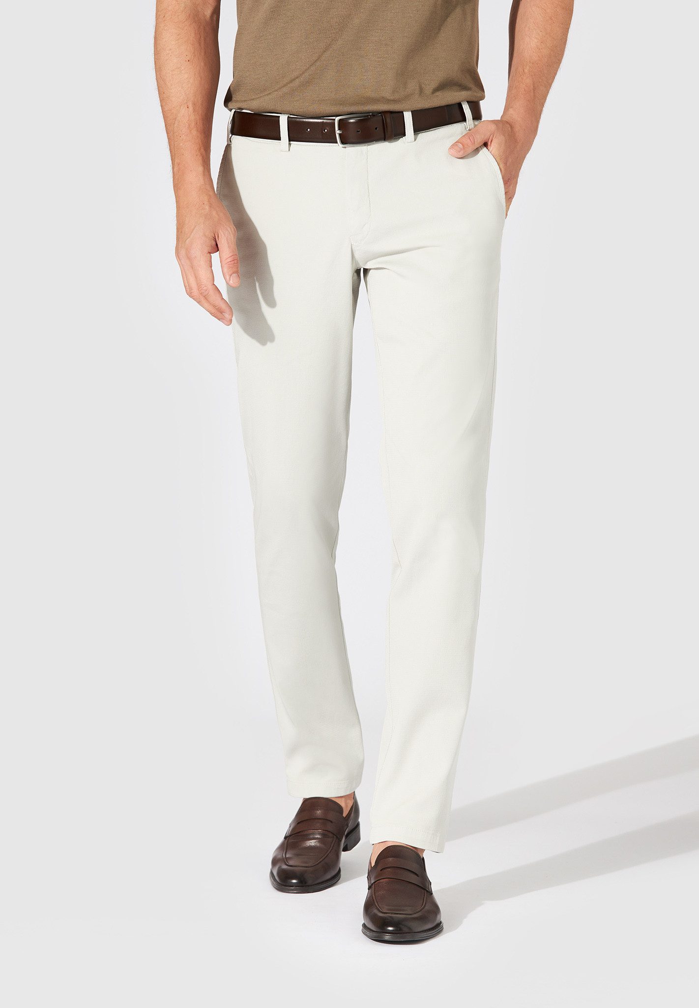 Hiltl Chinos Tamo Chino Hose Herren Slim Fit Stretch Baumwolle, gebrochenes weiss, Premium Baumwollhose, leichte Sommerhose, Chino für Büro und Freizeit