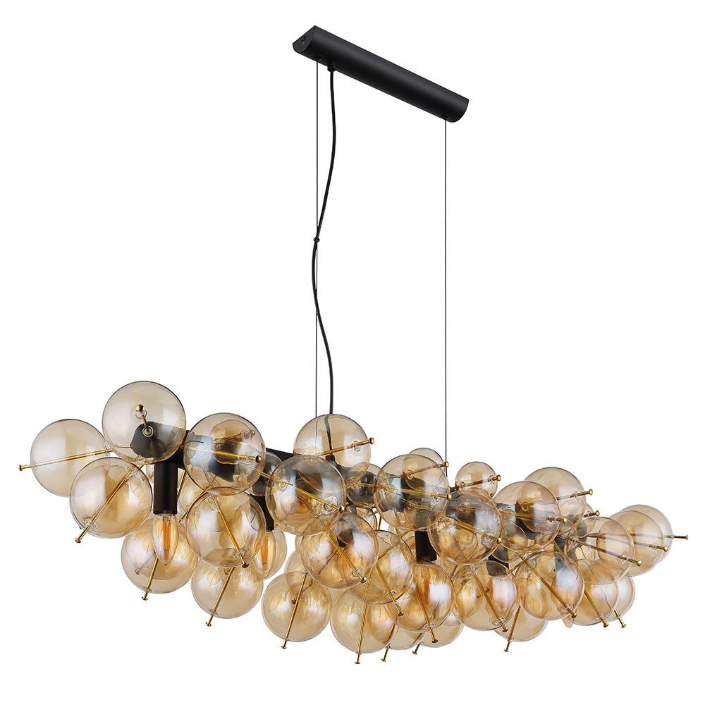 GLOBO LIGHTING Hängeleuchte, Leuchtmittel nicht inklusive, Pendelleuchte Hängelampe Esszimmerleuchte 6-Flammig Glaskugeln amber