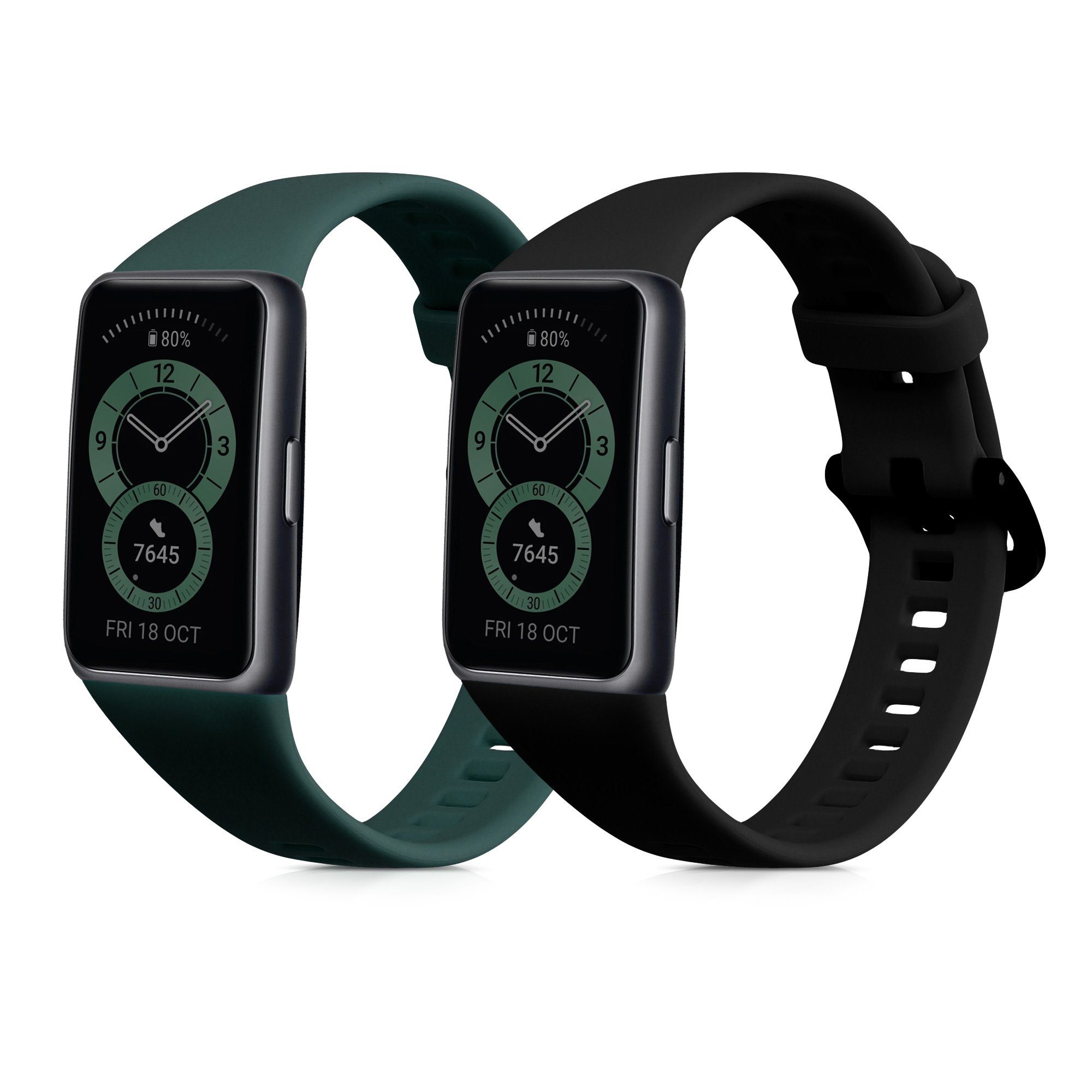 kwmobile 2x Uhrenarmband für Huawei Band 6 Armband Smartwatch, 2-tlg., Fitnesstracker Band Set aus TPU Silikon - Ersatzarmband Smartwatch