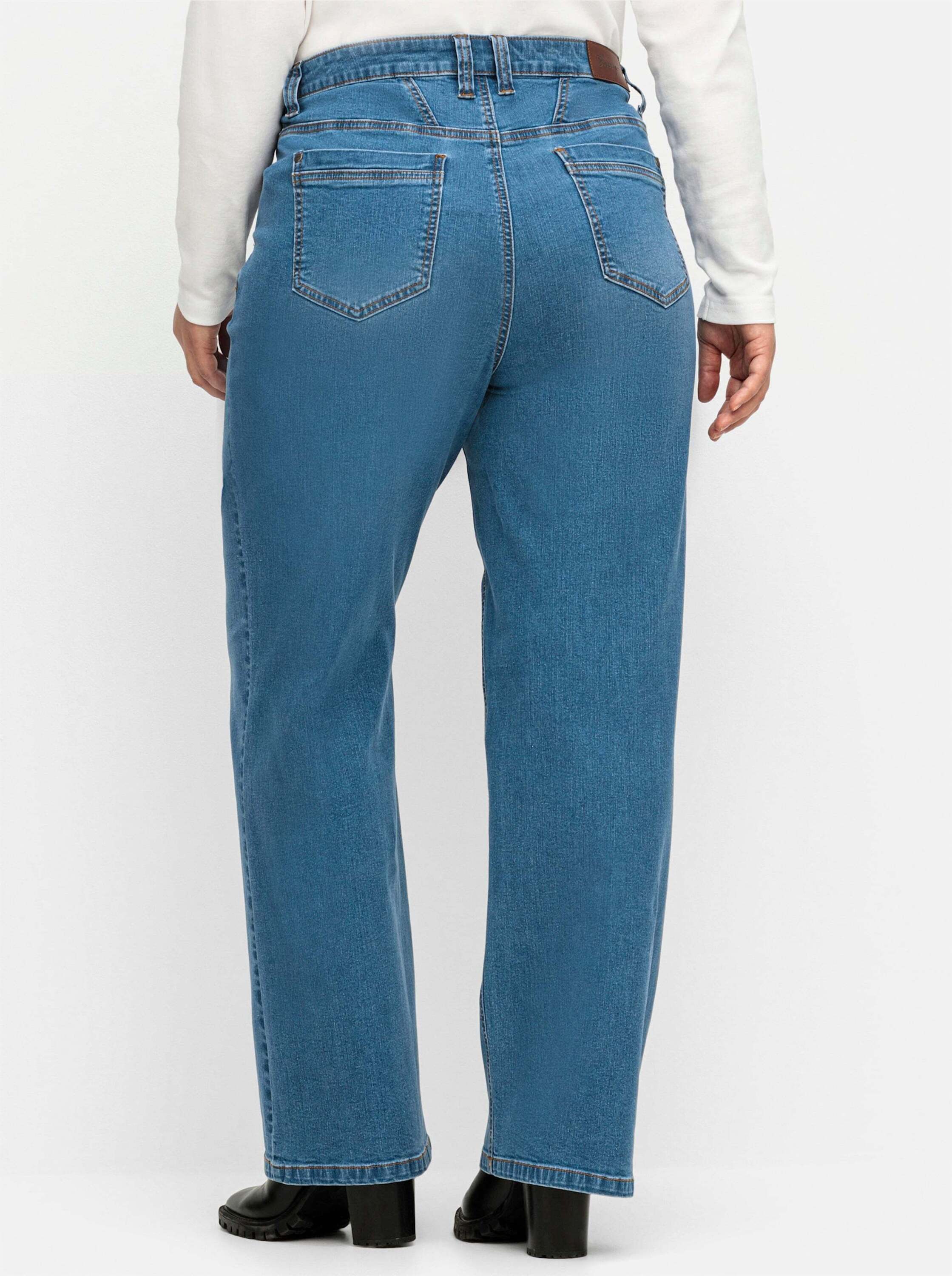 Sheego Bequeme Jeans Weite Jeans ELLA für kräftige Oberschenkel und Waden günstig online kaufen