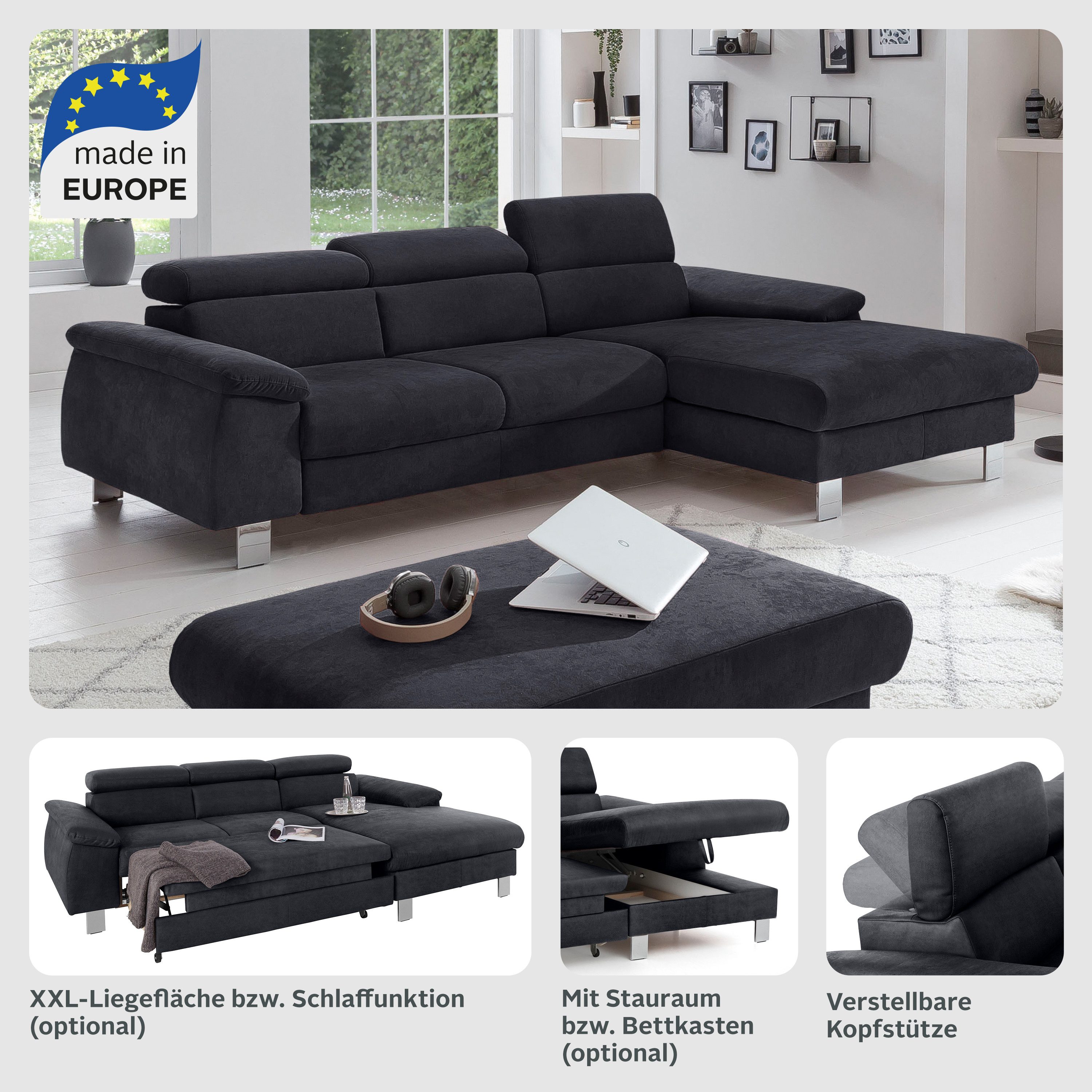 COTTA Ecksofa Komaris L-Form mit Kopfteilverstellung, günstig online kaufen