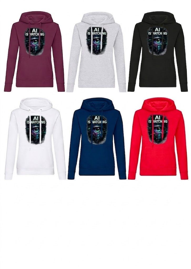Blondie & Brownie Hoodie Damen Hoodie AI is Watching D Hoodie Auge Print Streetwear AI is Watching D Hoodie Urban Vision