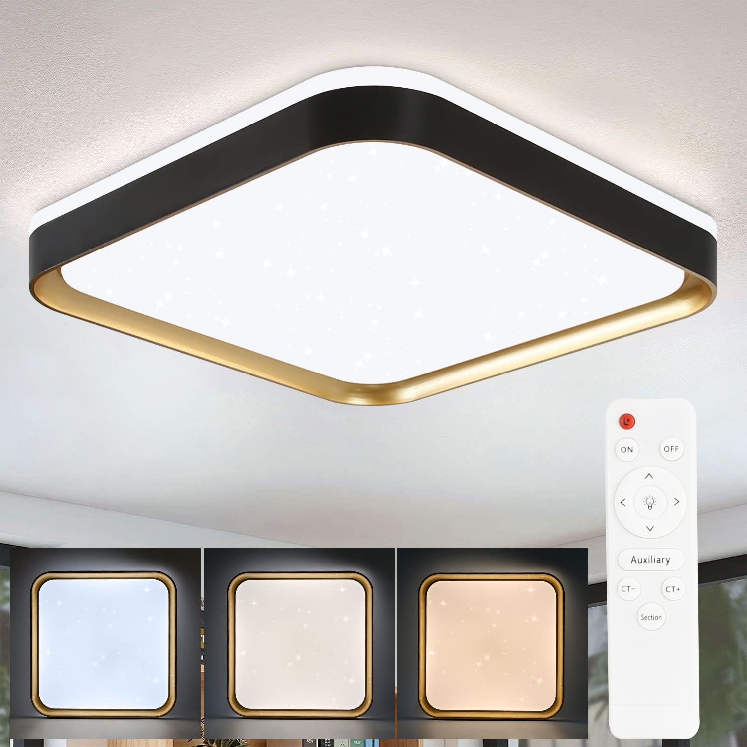 Nettlife LED Deckenleuchte Sternenhimmel Dimmbar Schwarz günstig online kaufen