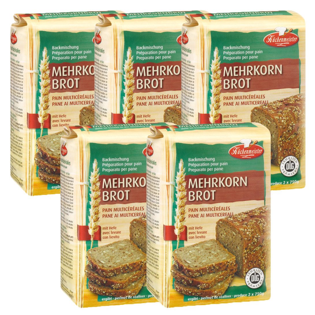 Bielmeier Backmischung Mehrkornbrot 5 Stück á 1000 g Küchenmeister, 1 x 5000 g, (5x 1000g), Made in Baden-Württemberg (SET311006-5)