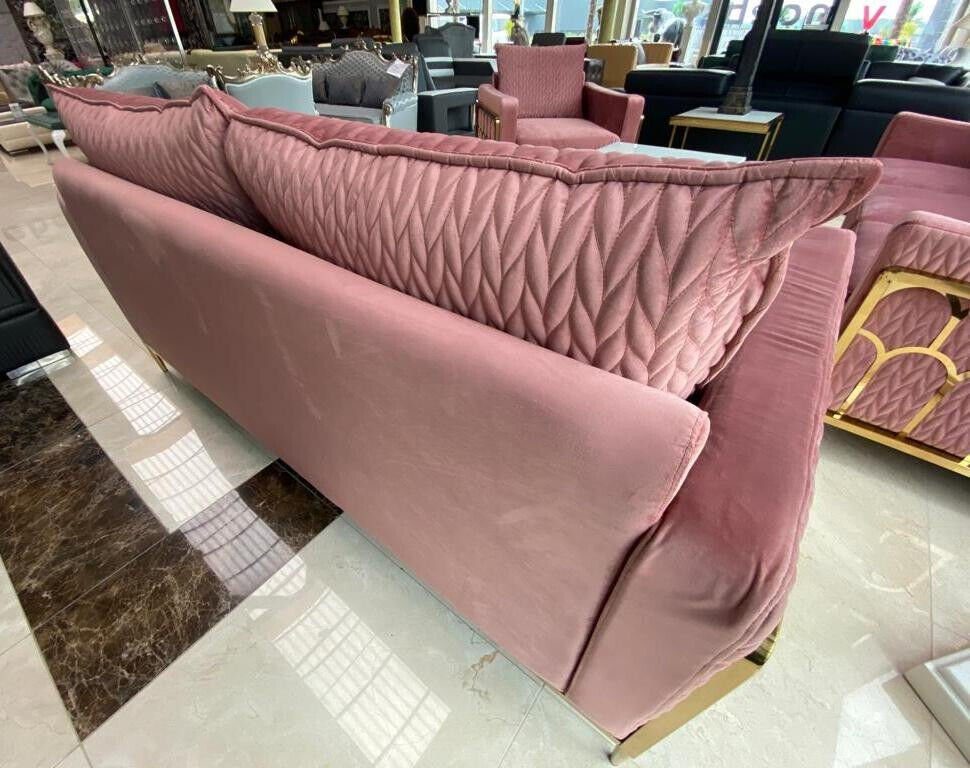 JVmoebel Sofa Sofa Couch 3 Sitz 3+2+1 Samt Design Sitzer Sofort, Teile Sofas Polster Metall