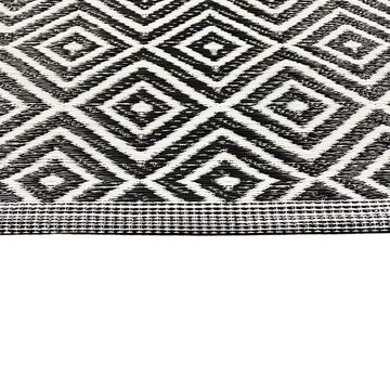 Outdoorteppich Stilvoller Outdoor-Teppich mit klassischem Rautenmuster in schwarz, Carpetia, rechteckig