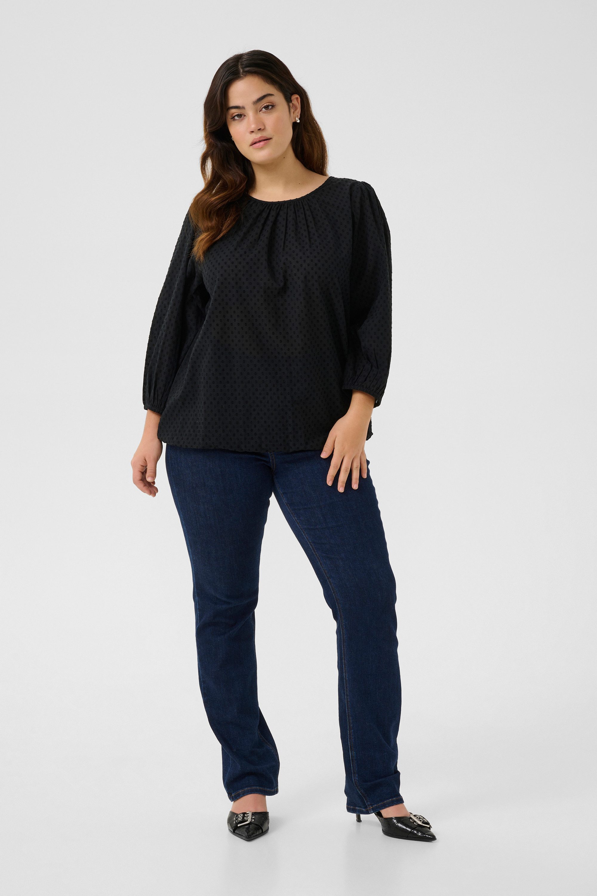 KAFFE Curve Langarmbluse Langarm-Bluse KCrory Große günstig online kaufen