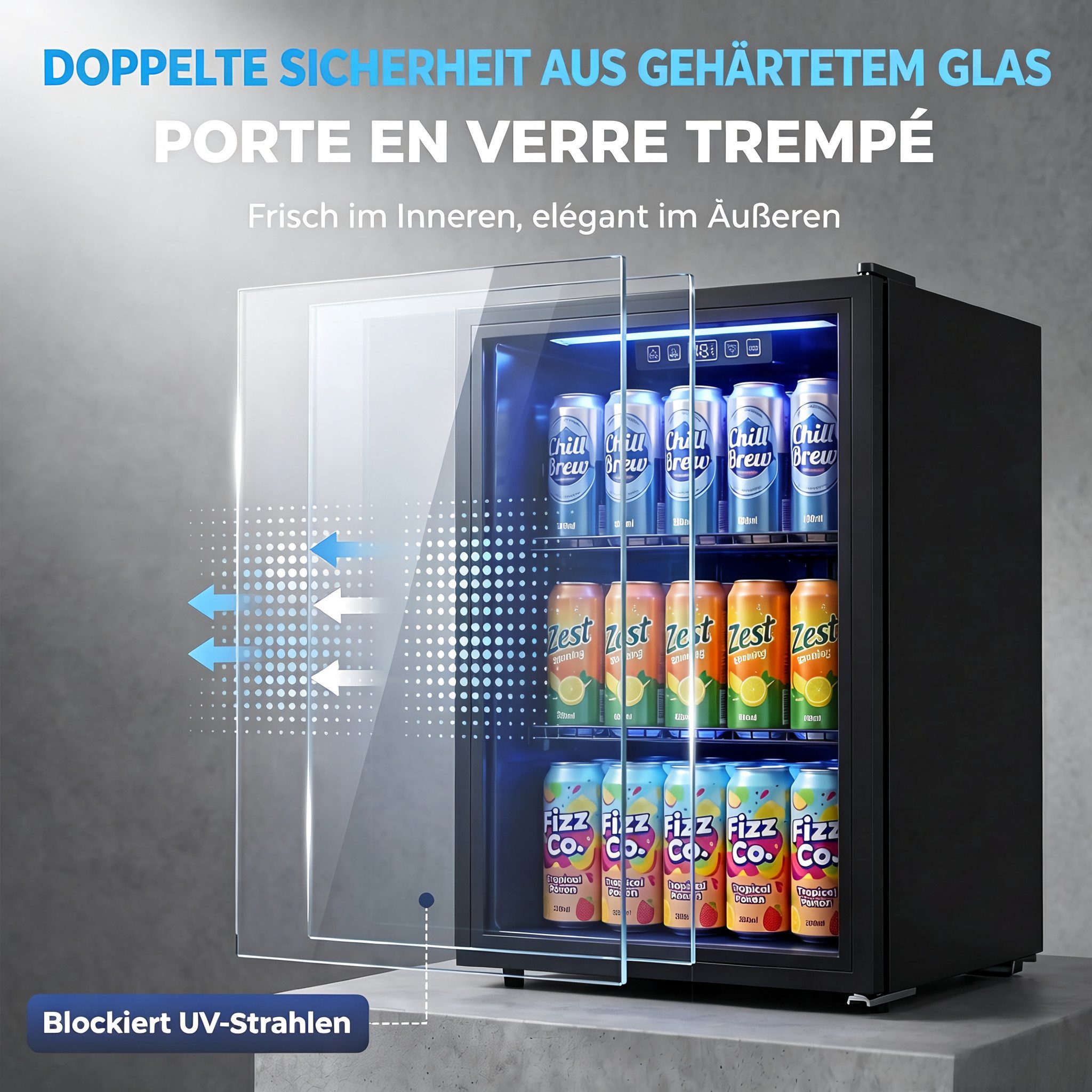 kowdom Getränkekühlschrank 800-333V71 / 800-333V91 800-127V90RD, Digitales LED-Display