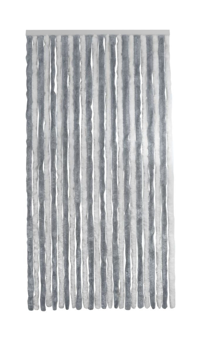 CONACORD Türvorhang Decona Flauschvorhang silber weiß, Hakenaufhängung, halbtransparent, 90 x 200 cm, Chenille - inkl. Tragetasche