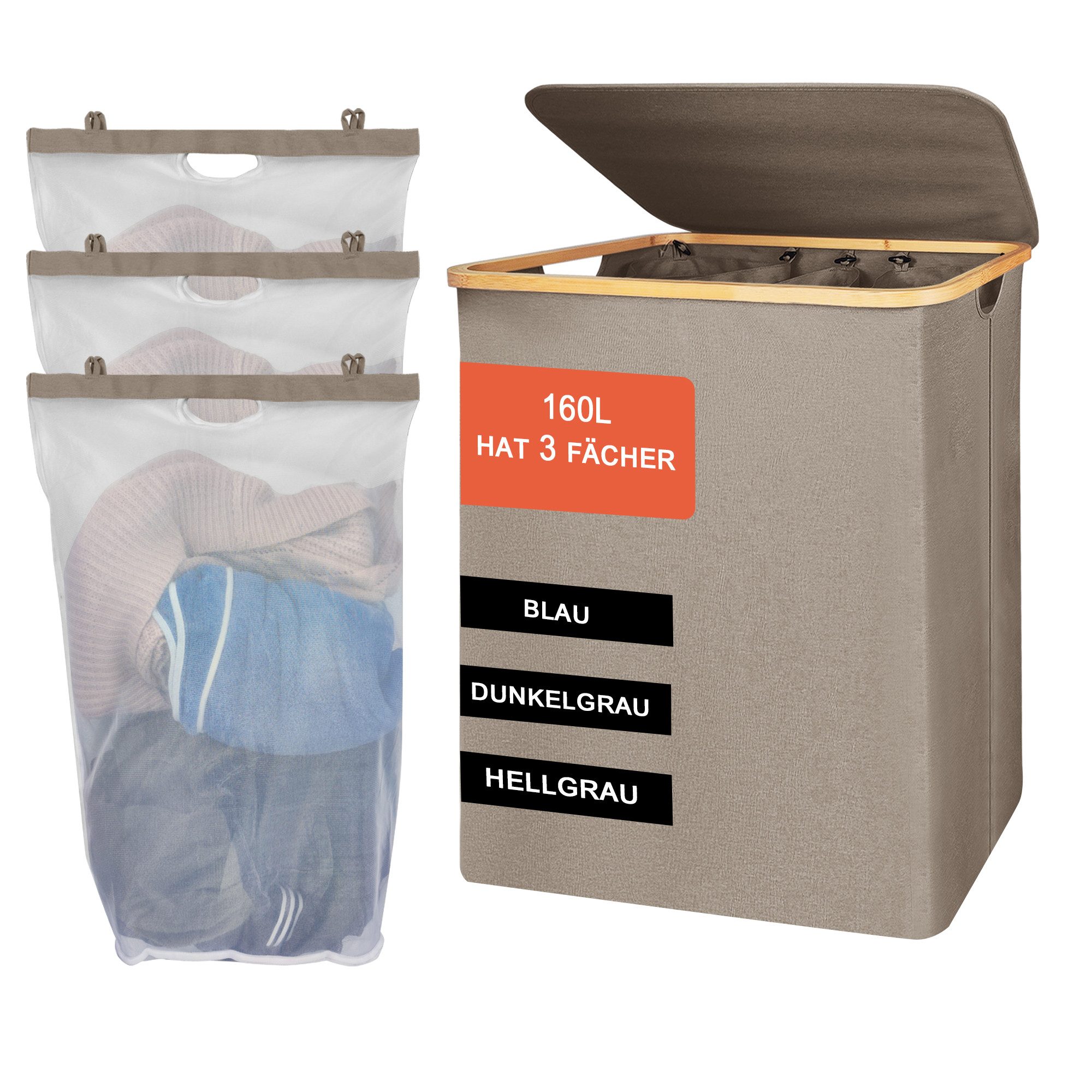 AdelDream Wäschekorb 140L 160L Wäschekorb mit Deckel günstig online kaufen