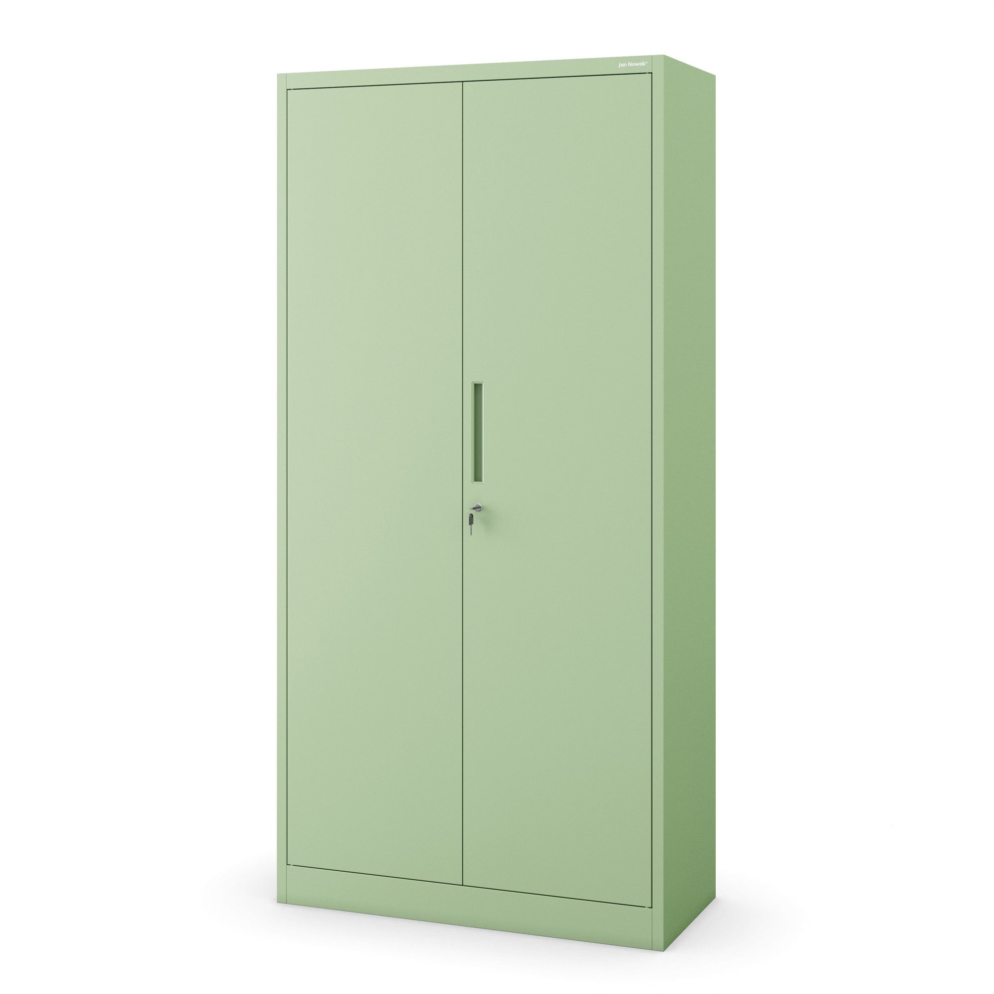 Jan Nowak Mehrzweckschrank Metall Mehrzweckschrank 90 cm DAWID 3 Zonen abschließbar Stahl (Putzschrank Büro Garderobe Sozialraum Kleiderstange Schlüssel, 0,6 mm 185 x 90 x 45 cm Wandmontage Schloss 2 Schlüssel robust) 3 Zonen Halbablage Driegelpunkt-Schlo