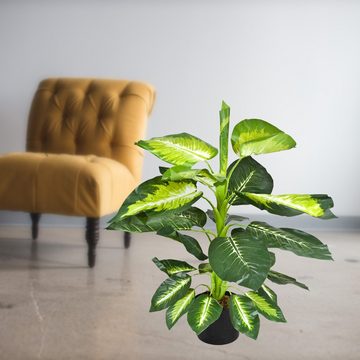 Künstliche Zimmerpflanze Dieffenbachie Kunstpflanze Kunstbaum Künstliche Pflanze 75 cm, Decovego