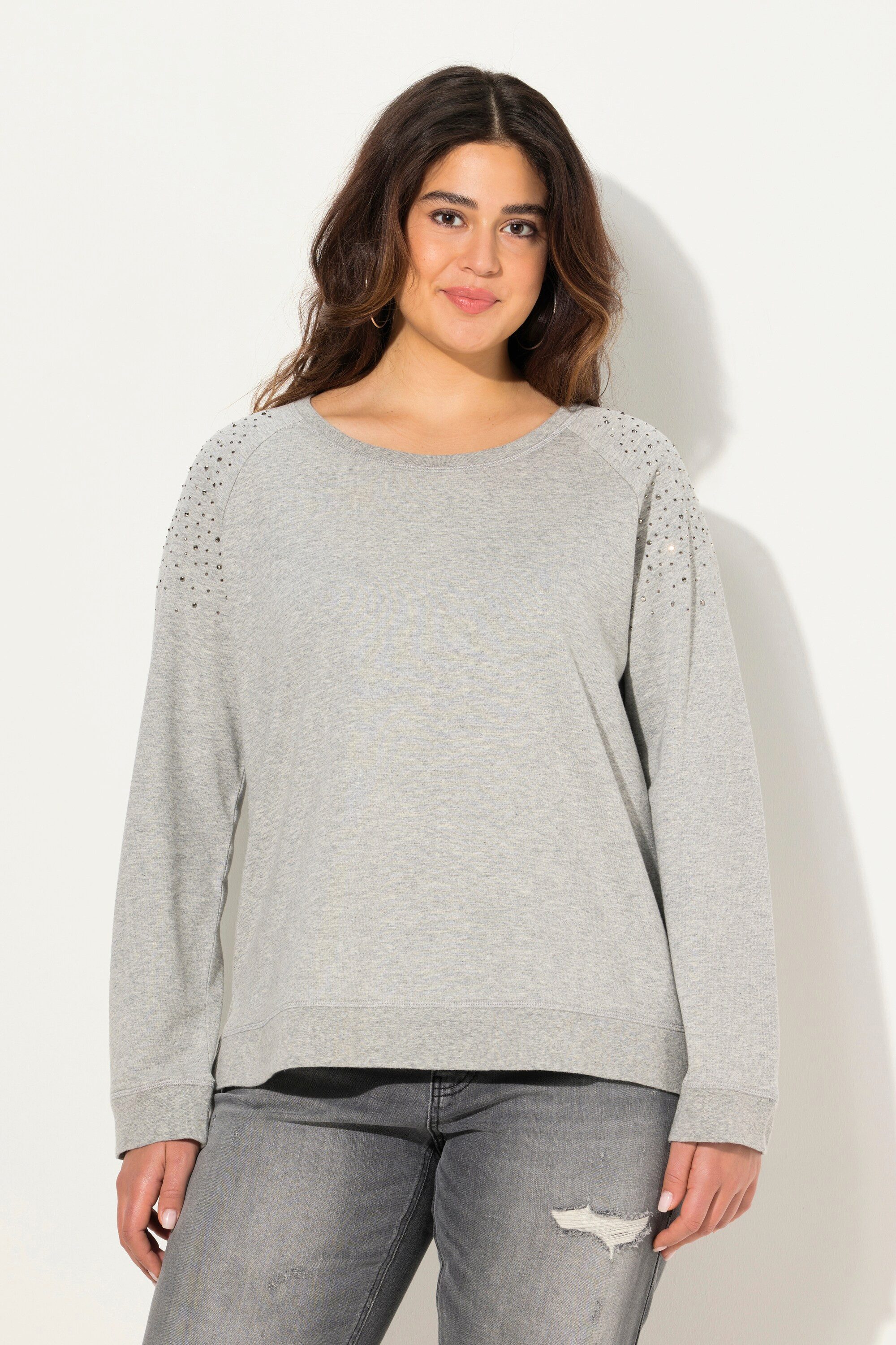 Ulla Popken Sweatshirt Sweatshirt Ziernieten Oversized günstig online kaufen