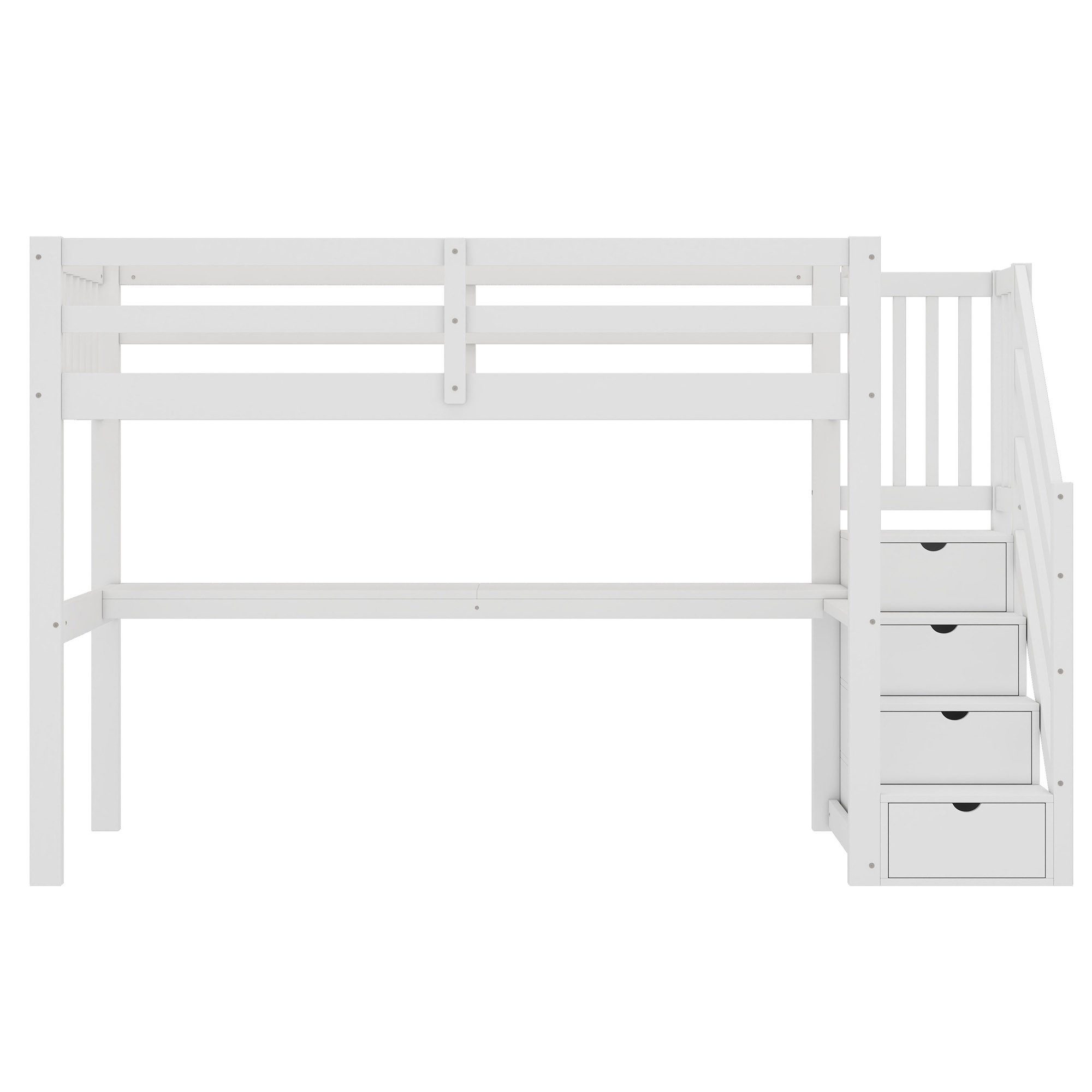 Flieks solid wood bunk bed, children's bed 90×200cm with stairs and desk