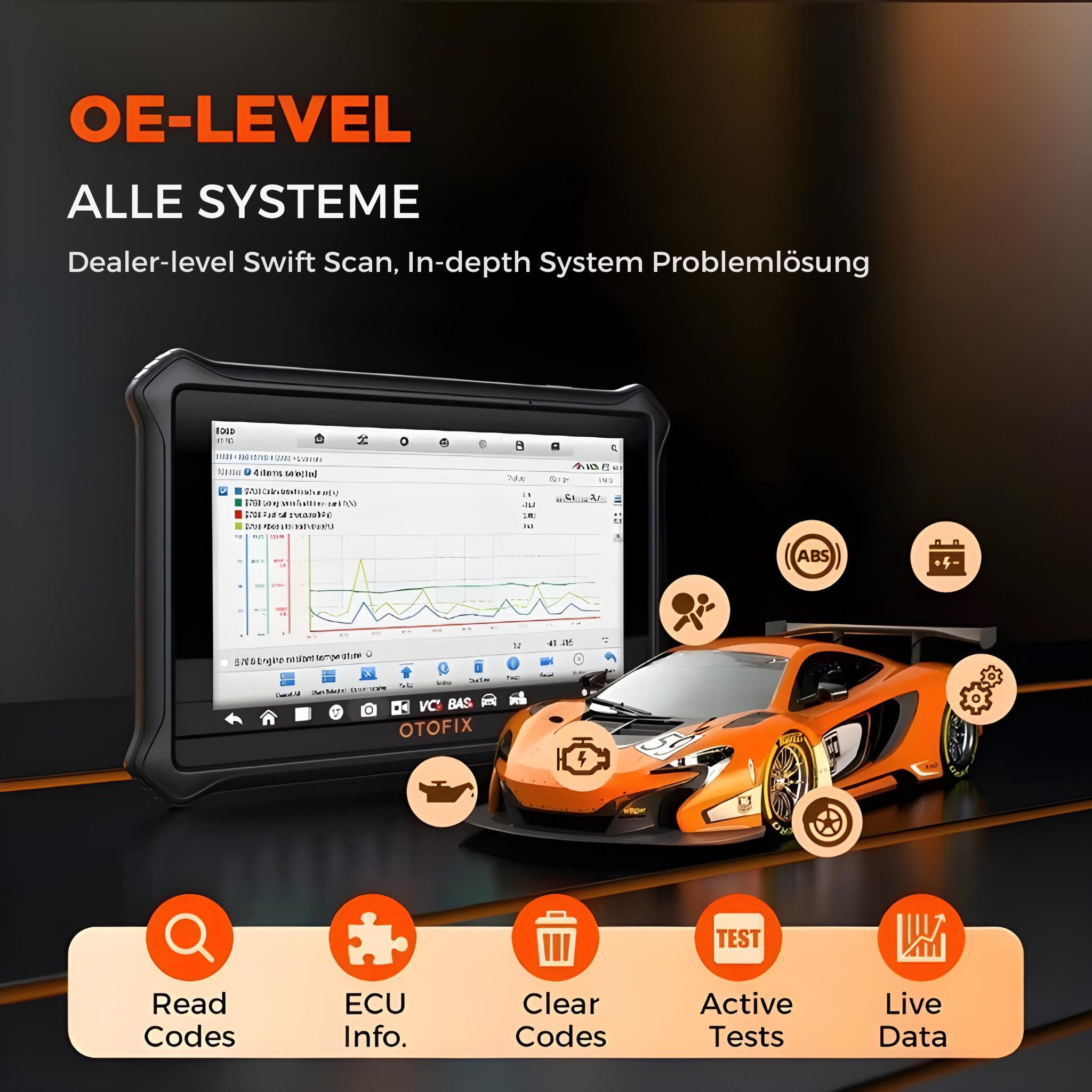 OTOFIX Kfz-Diagnosegerät OBD Diagnosegerät OBD2 Scanner mit 38+ Reset & Aktivtests, Komplett-Set, Komplett-Set, DPF-Reset, Profi Diagnosegerät kabellos