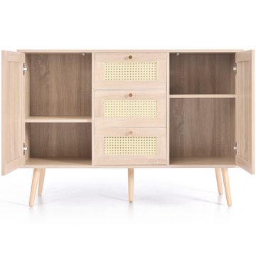 MODFU Sideboard Beistellschrank Schubladenschrank, für Wohnzimmer Schlafzimmer-120 x 82 x 40 cm (B/H/T)