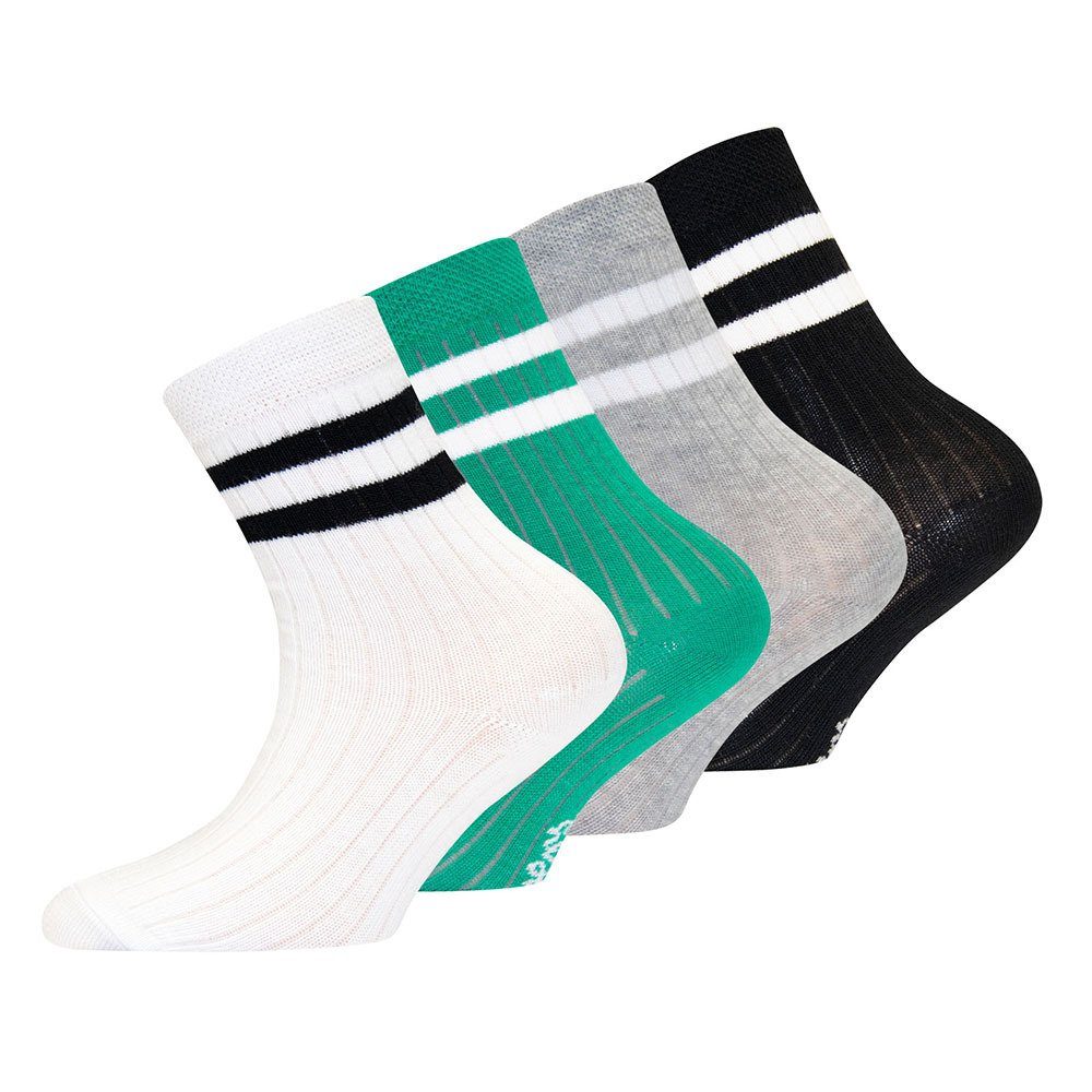 Rippe weiss-grün-grau-schwarz Socken Socken (4-Paar) Ewers