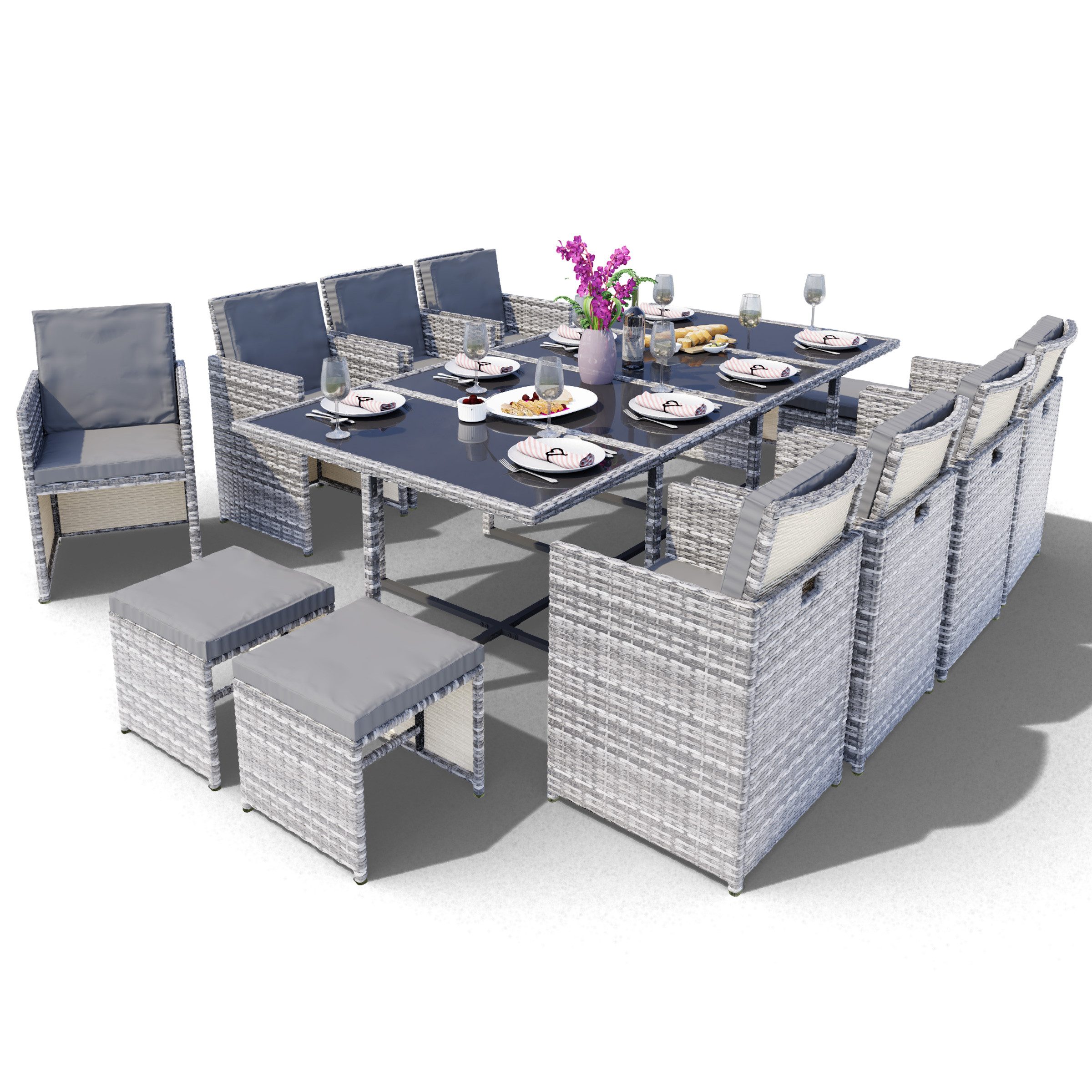 Swing&Harmonie Garten-Essgruppe Poly Rattan Sitzgruppe Esstisch günstig online kaufen
