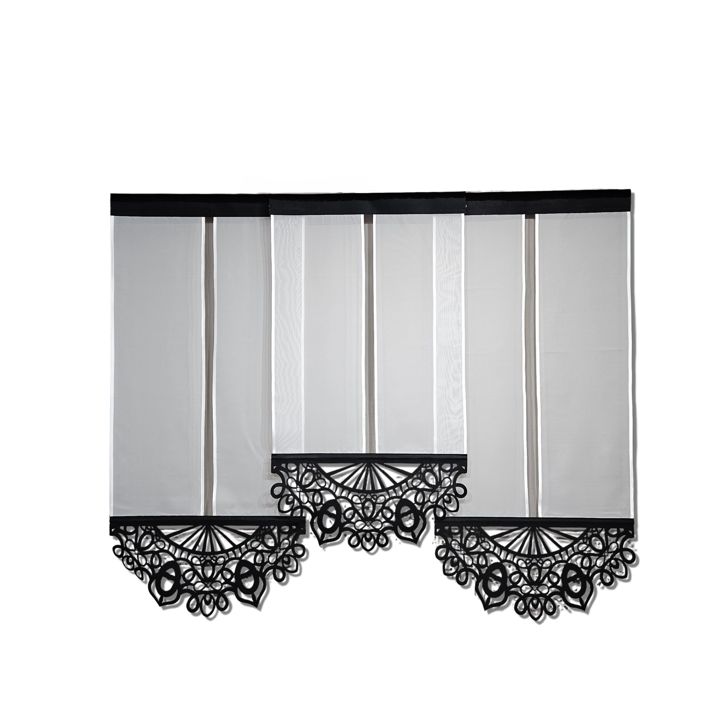 Scheibengardine 3er Grade Paneel Set Schwarz
