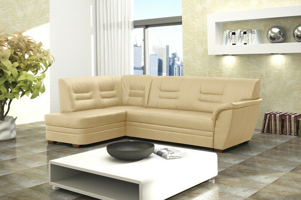 JVmoebel Ecksofa, Sofa Schlafsofa Designer Sofa mit Bettfunktion + Bettkasten Ecksofa Beige