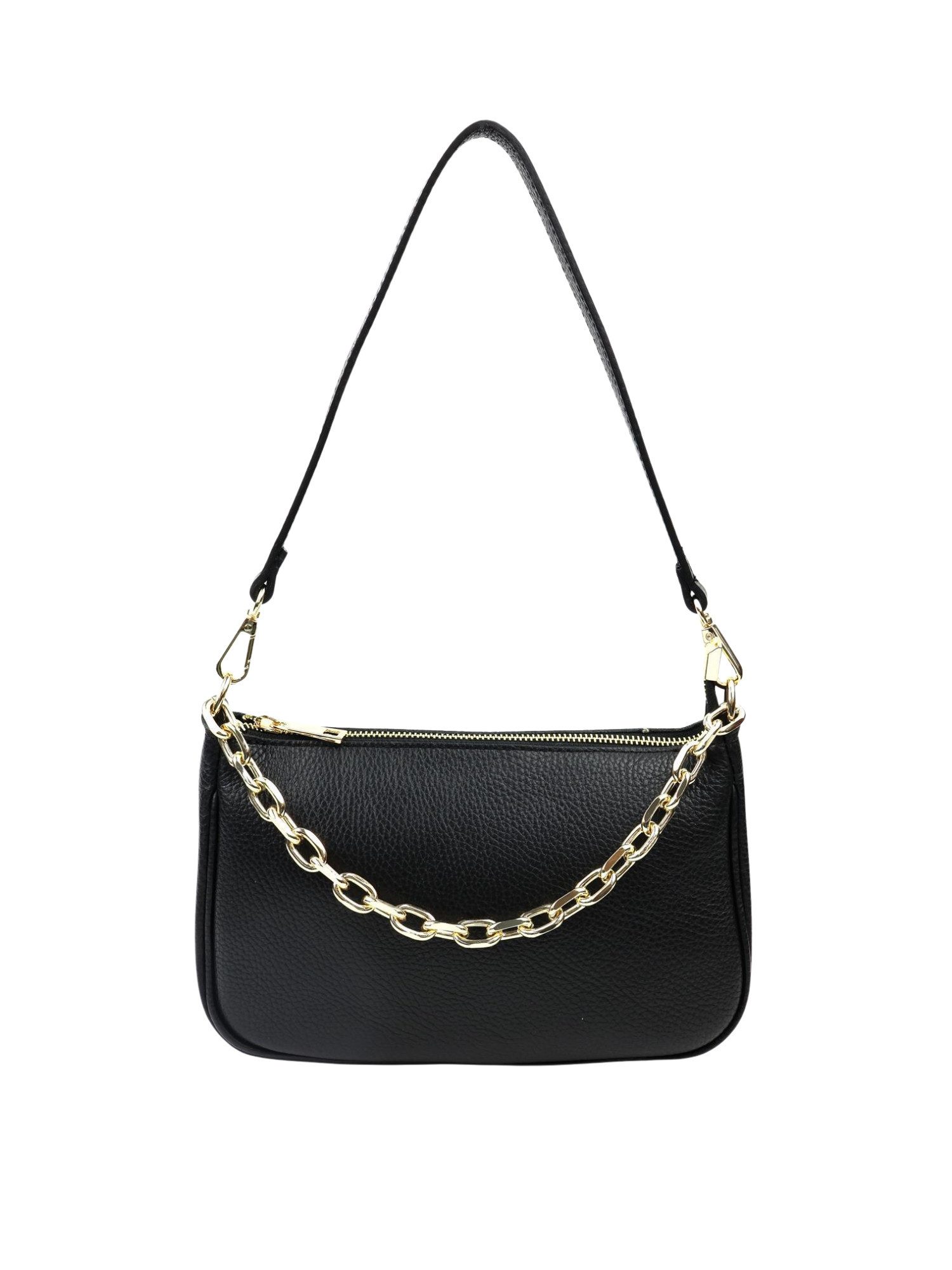 BRISE TASCHE Schultertasche Echtleder Schultertasche mit Kette & Reißverschluss, Echtleder Vielseitig tragbar Leicht