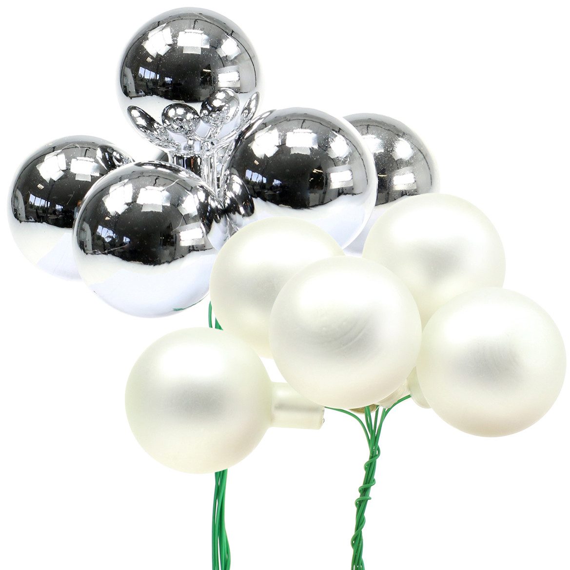 Florists Products Weihnachtsbaumkugel Spiegelbeeren Silber Mix Ø40mm 32 St - Weihnachtsdeko Glas, 32 Stück