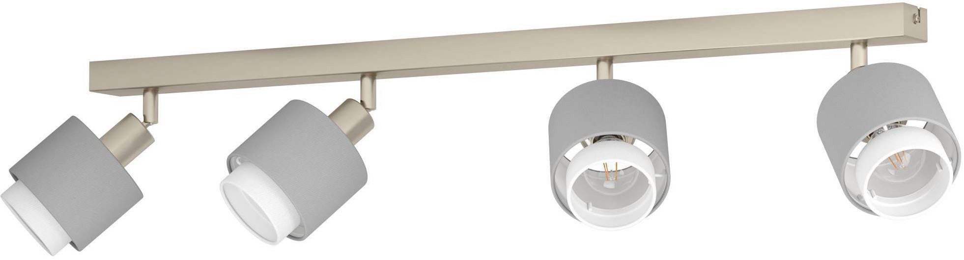 EGLO Deckenleuchte Bellizzi Deckenstrahler schwenkbar, grau und weiß, E14, Küchenlampe, ohne Leuchtmittel, Spot - L75 x B9 x H18,5 cm - nickel-matt - 4X7,5W exkl.