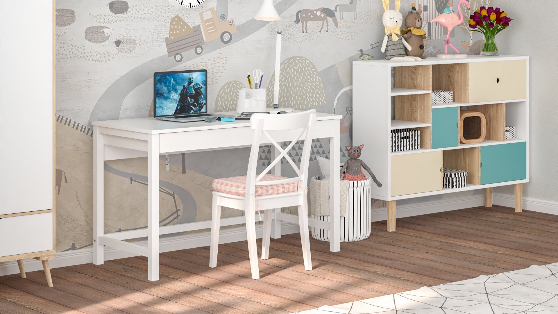 Weiß Siblo (Schreibtisch Maria Schublade) Schreibtisch Schublade Maria Schreibtisch mit mit