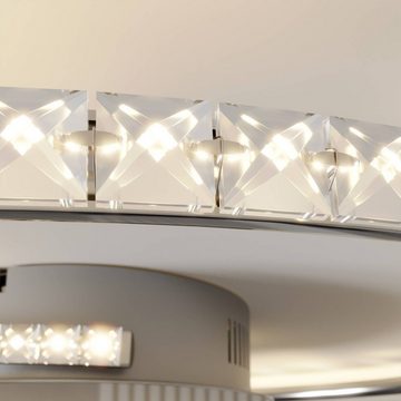 Lindby LED Deckenleuchte Joline, LED-Leuchtmittel fest verbaut, warmweiß, Modern, Metall, Kristall, chrom, klar, inkl. Leuchtmittel, LED Lampe