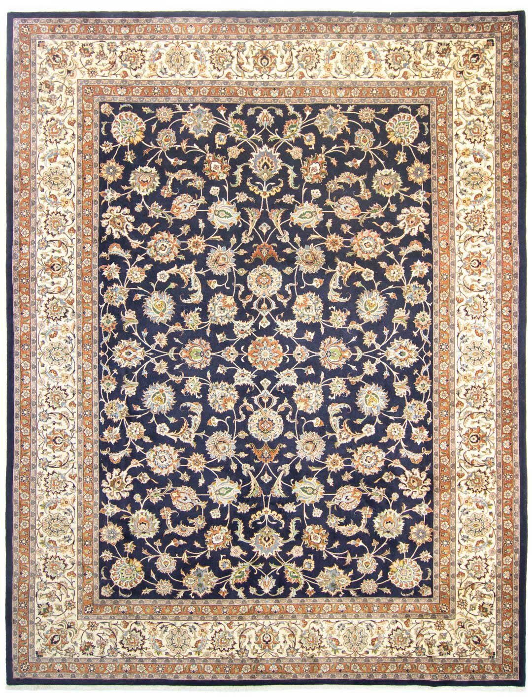 Wollteppich Maschad Durchgemustert Blu scuro 389 x 300 cm, morgenland, rechteckig, Höhe: 10 mm, Unikat mit Zertifikat | Kurzflor-Teppiche