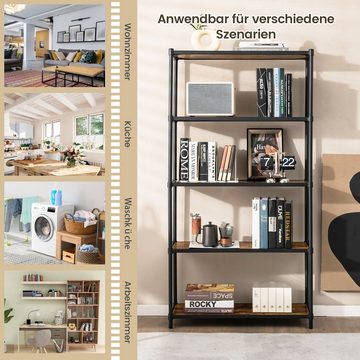 COSTWAY Bücherregal, 5 Ebenen, mit flexibler Montage, 80 x 29 x 154 cm