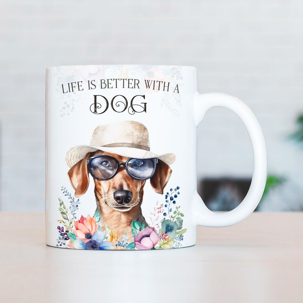 ml - Geschenk, für Kaffeetasse Hunderasse, KURZHAARDACKEL beidseitig Hundefreunde, handgefertigt, Keramik, Tasse mit Cadouri 330 bedruckt,