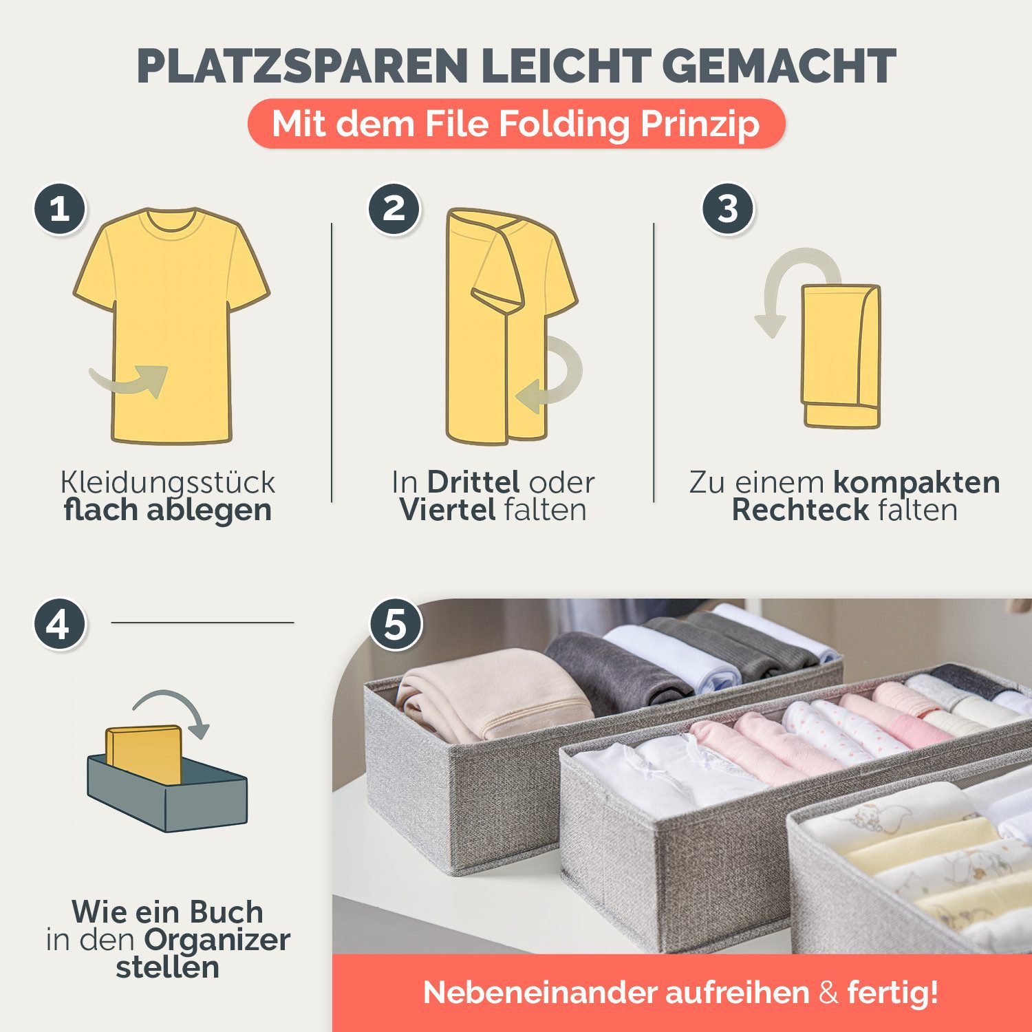 Blumtal Faltbox Kompatibel HEMNES, MALM, PAX Organizer Ordnungssystem Kleiderschrank (4 St), Faltboxen für BHs, T-Shirts - Boxen für Schrank – Bild 5 von 5