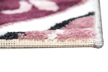 Teppich Designer Teppich Moderner Teppich Wohnzimmer Teppich Klassisch gemustert Kreis Ornamente in Pink Lila Grau Creme, Teppich-Traum, rechteckig, Höhe: 11 mm