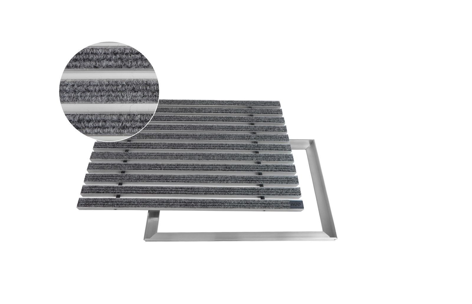 ACO Severin Ahlmann GmbH & Co. KG Fußmatte Eingangsmatte Vario + Rahmen Aluminium, Rips Hellgrau, rechteckig, Höhe: 26 mm, Größe: 600x400 mm, für Innen- und Außenbereich