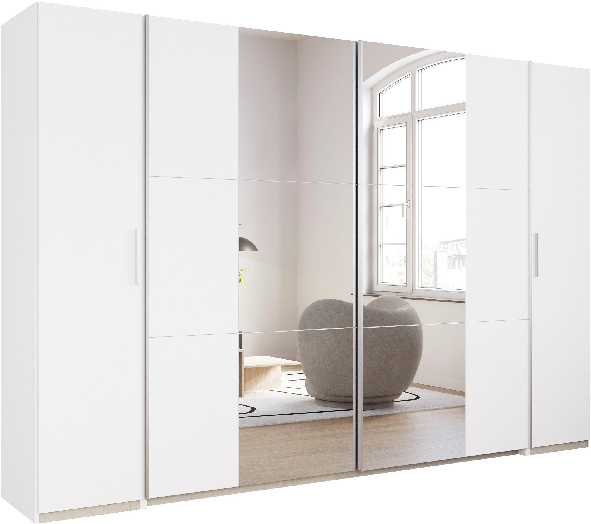rauch Schwebetürenschrank Kleiderschrank Drehtürenschrank Schrank Garderobe KRONACH (in 3 Ausstattungen BASIC/CLASSIC/PREMIUM, Breiten 225/268/311/354 cm) Kombischrank optional mit 1 oder 2 Spiegel viele Böden MADE IN GERMANY