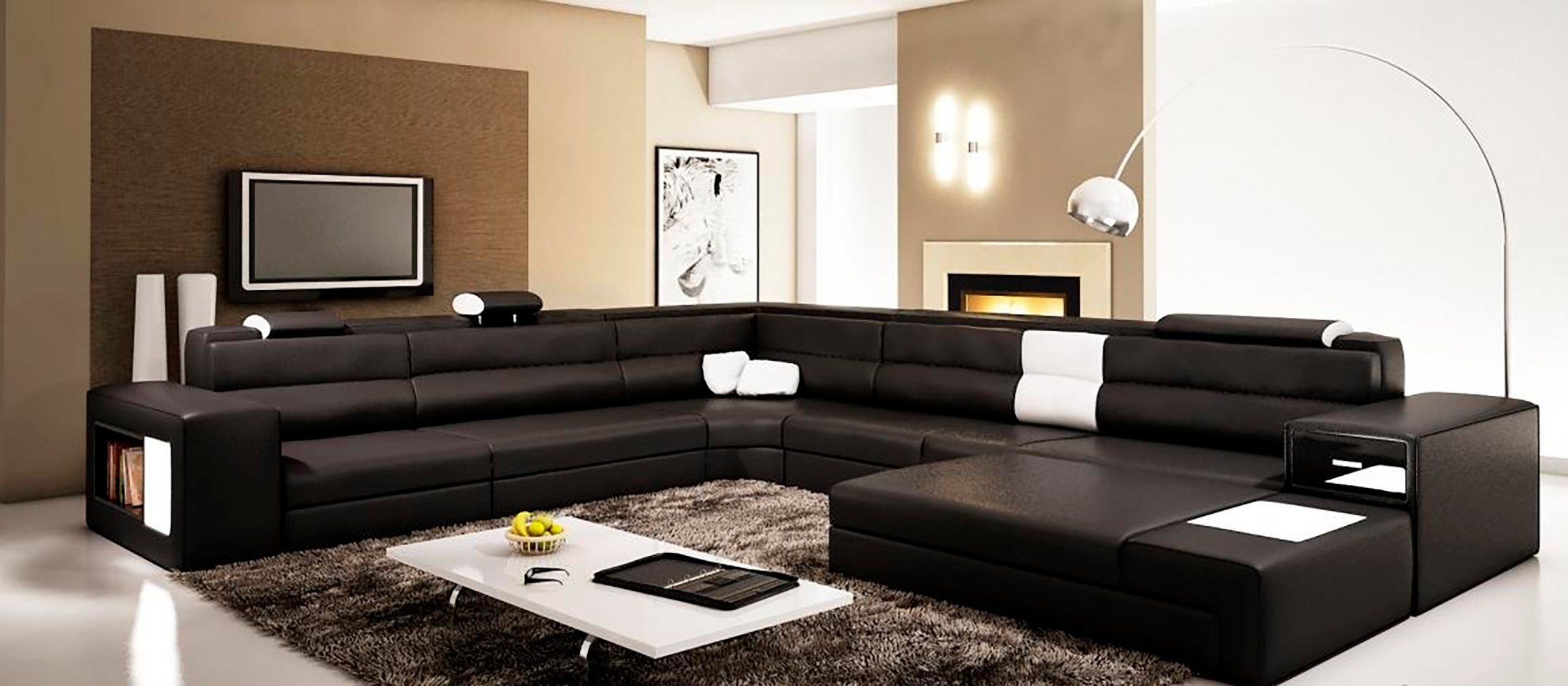 Textil Sofa Couch Polster Design Leder Landau Wohnlandschaft JVmoebel Ecksofa, Ecksofa