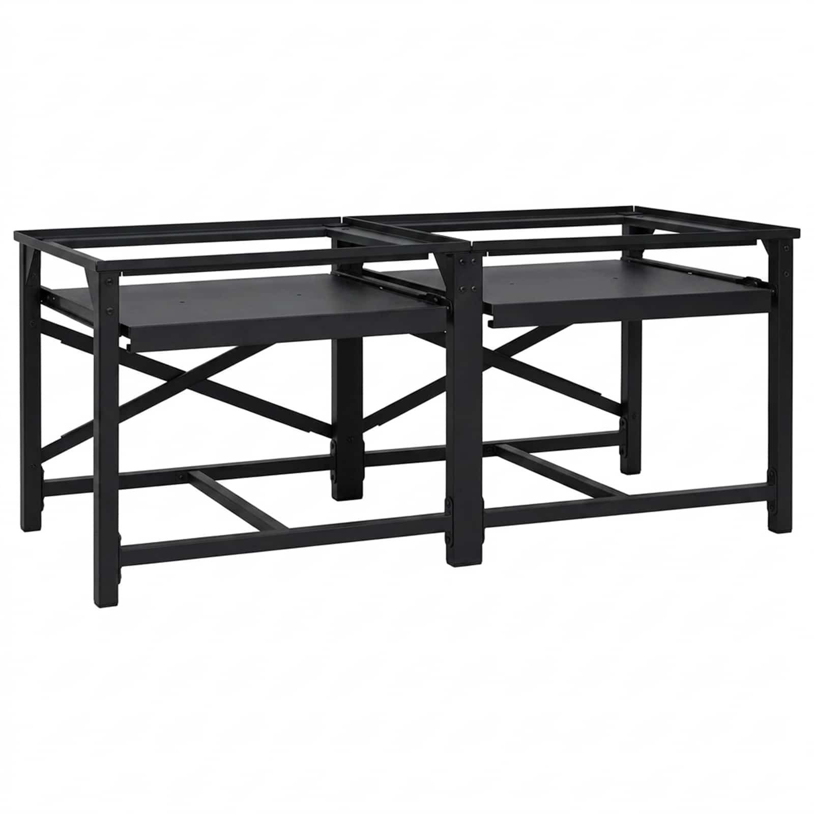 vidaXL Waschmaschinenumbauschrank Waschmaschinen-Podest 2 stk. Schwarz 120 x 56 x 52 cm Stahl (2-St)