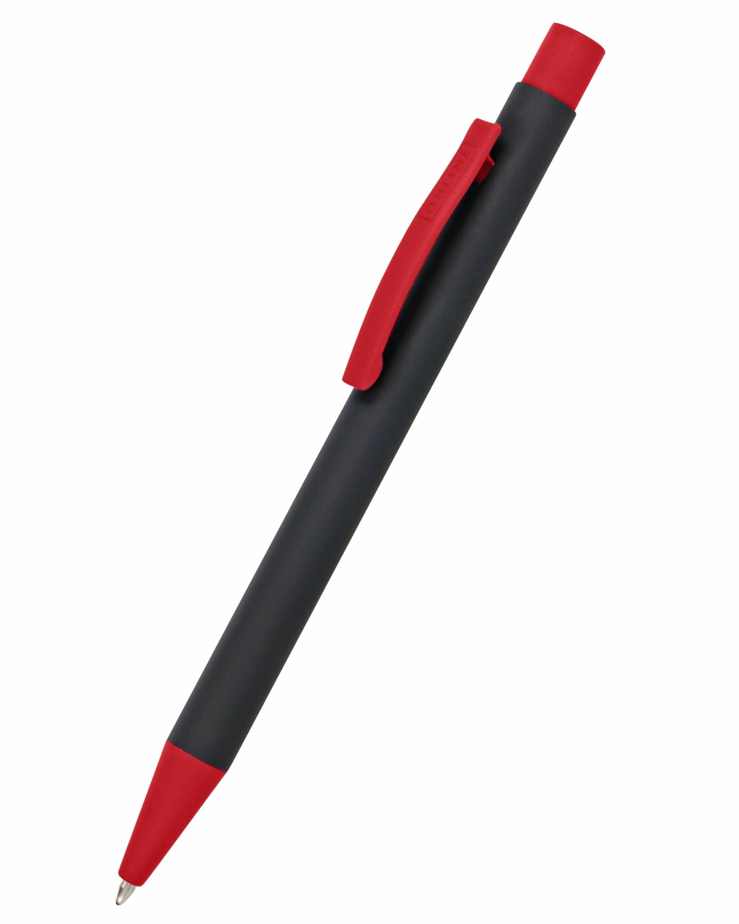 Online Pen Kugelschreiber Soft Metal Druckkugelschreiber, aus Aluminium, mit Softtouch-Feeling Black & Red