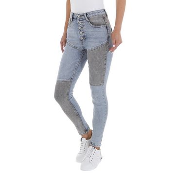 Ital-Design High-waist-Jeans Damen Freizeit Used-Look Stretch High Waist Jeans in Blau