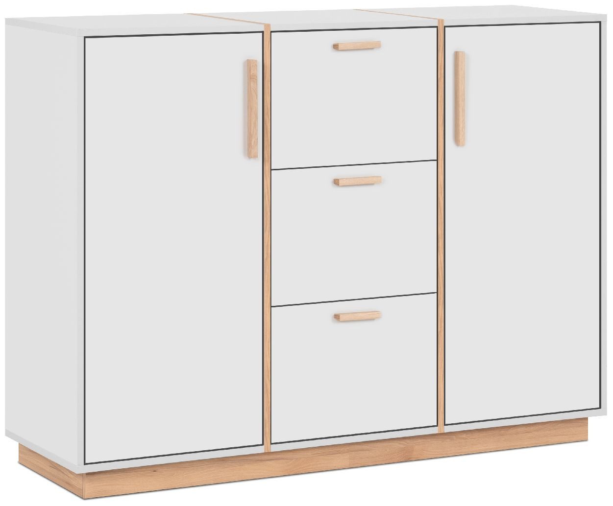 Finori Kommode, Steingrau, Dekor Jackson Hickory, Modern, ABS-Kante, 125 x 94 x 40 cm