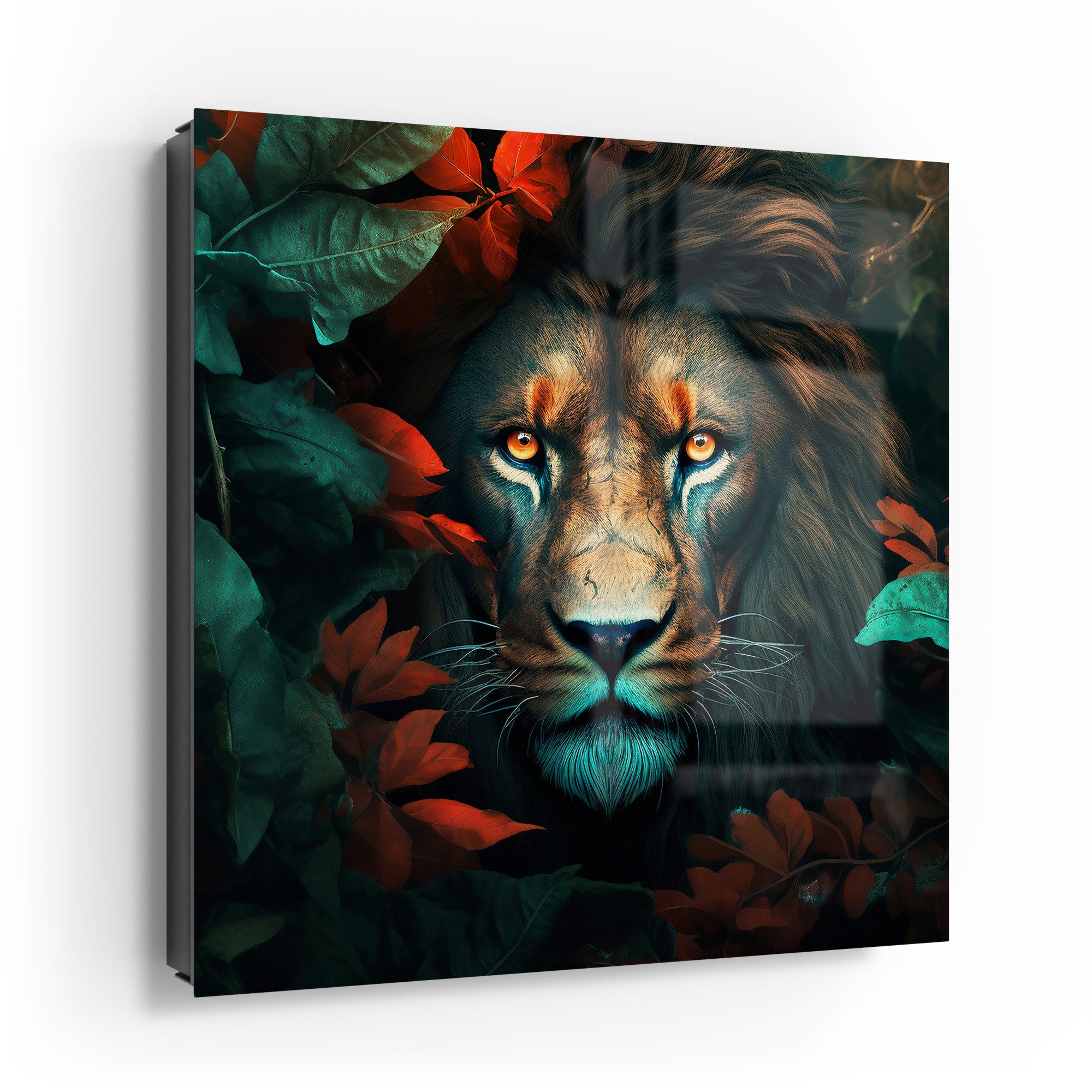 DEQORI Schlüsselkasten 'Herbstliches Löwenporträt', Glas Schlüsselbox modern magnetisch beschreibbar