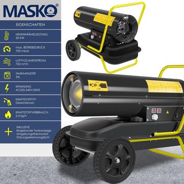 MASKO Heizgerät, 30000 W, Heizkanone 30kW Diesel Bautrockner Bauheizer Heißluftgenerator