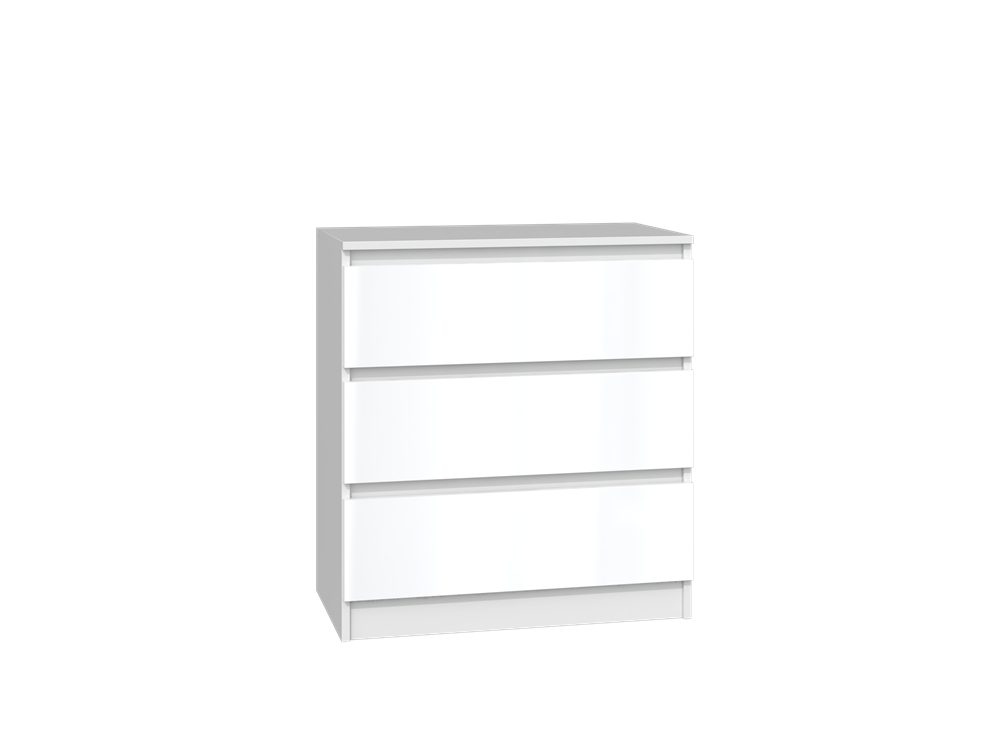 ibonto Eckkommode Nachttisch in Glänzend Weiß: Eleganter Beistelltisch mit 3 Schubladen