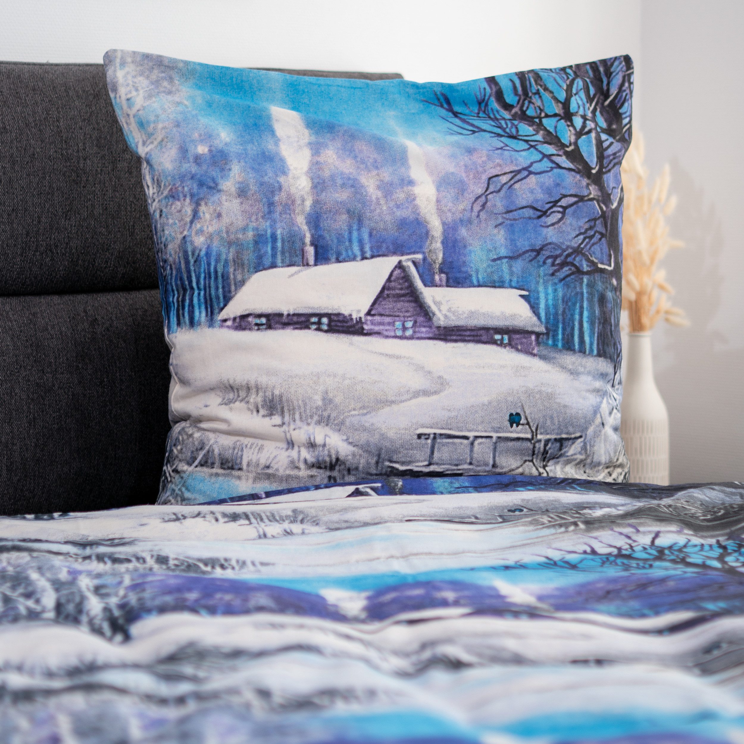 DOBNIG Bettwäsche Flanell, Flanell, 2 teilig, Winterlandschaft, blau günstig online kaufen