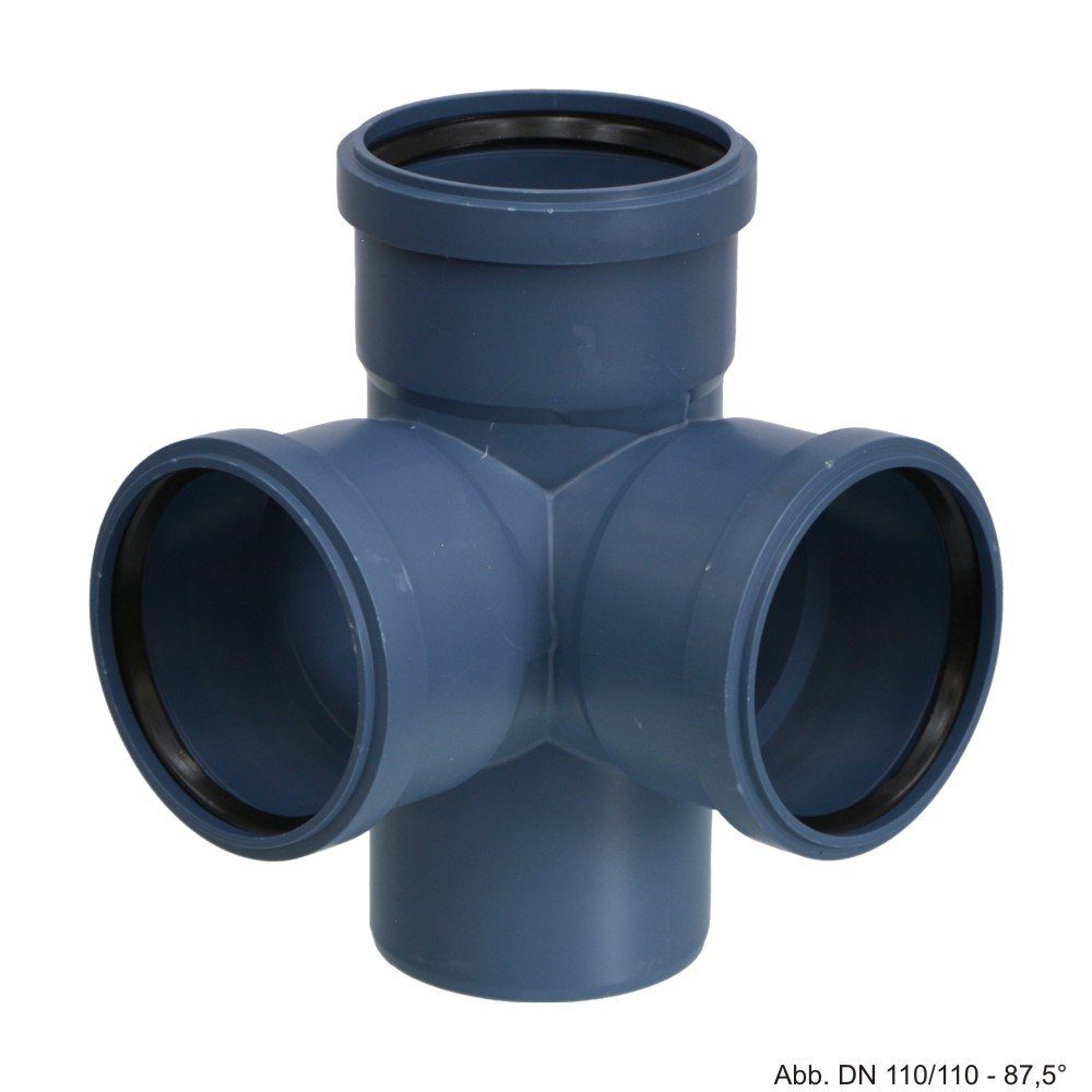 POLOPLAST Wasserrohr POLOPLAST POLO-KAL NG Eckdoppel-Abzweig 87,5, DN 125/ 110/ 110
